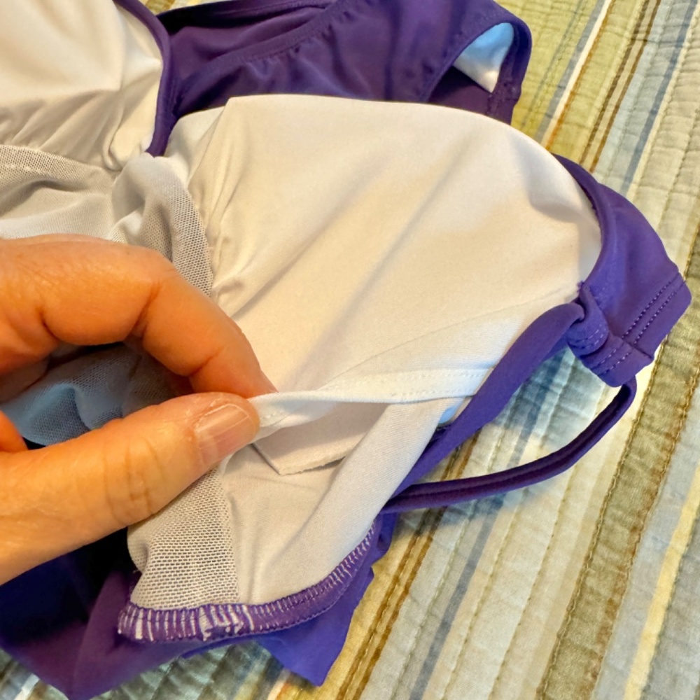 Swim Suit, One piece, X-back straps, purple - Picture 6 of 9